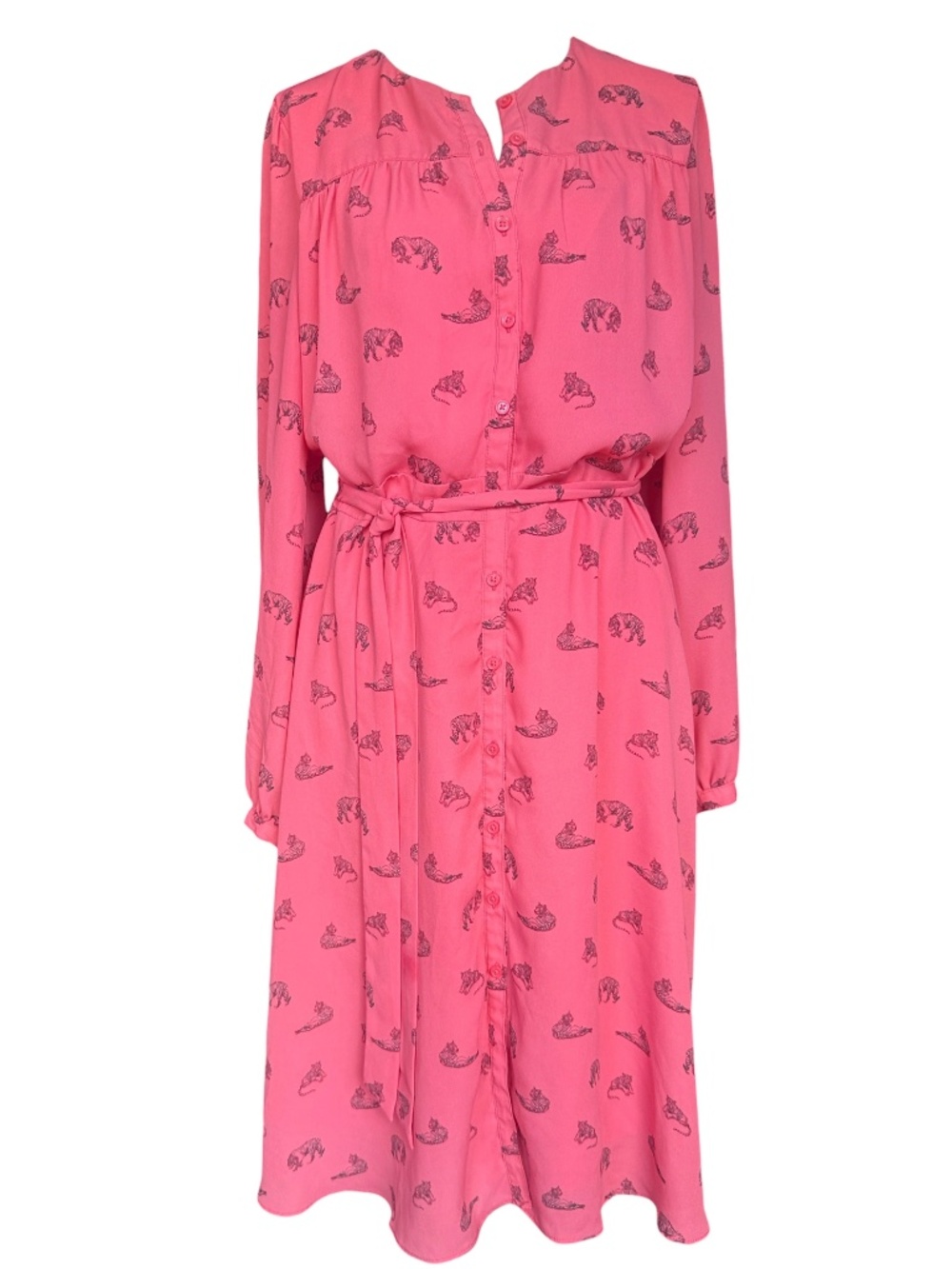 Banana Republic Factory Tiger Print Long Sleeve Button Down Dress Sz 10‎